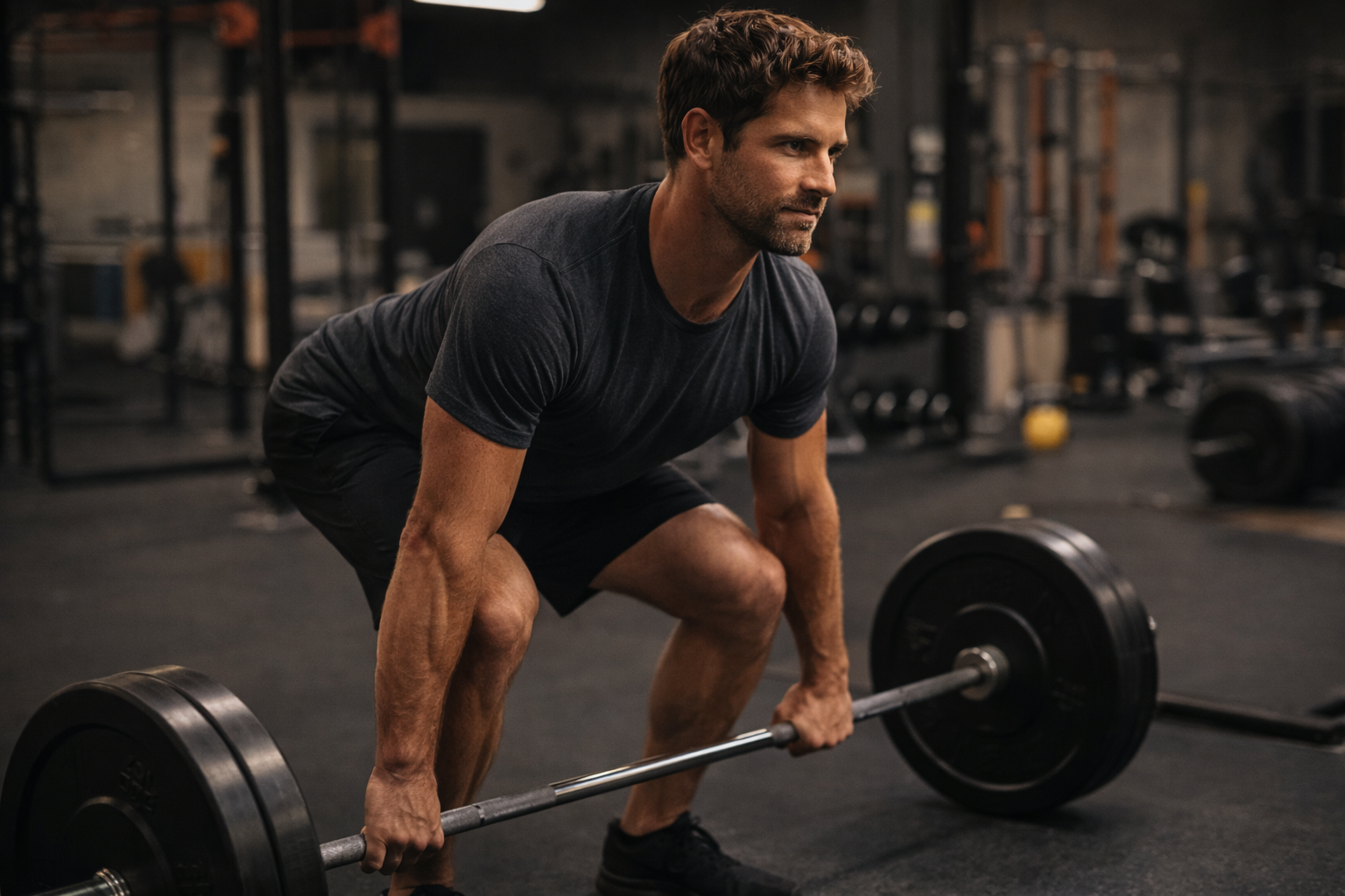 Man performing resistance training to support testosterone levels